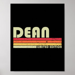 Dean Name Personalisiert Retro Vintag 80er 90er Ja Poster
