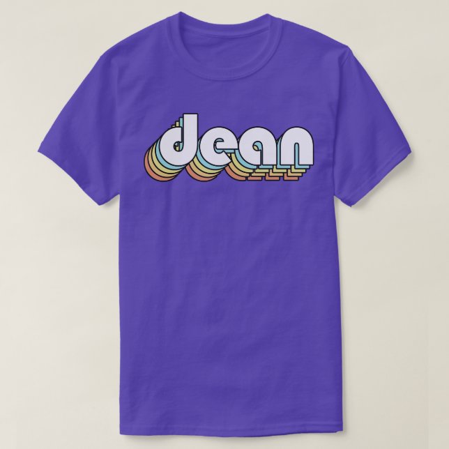 Dean Retro Rainbow Typografie Faded Style T-Shirt (Design vorne)