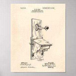 Dean Wall Telefon 1907 Patent Kunst Altes Papier Poster