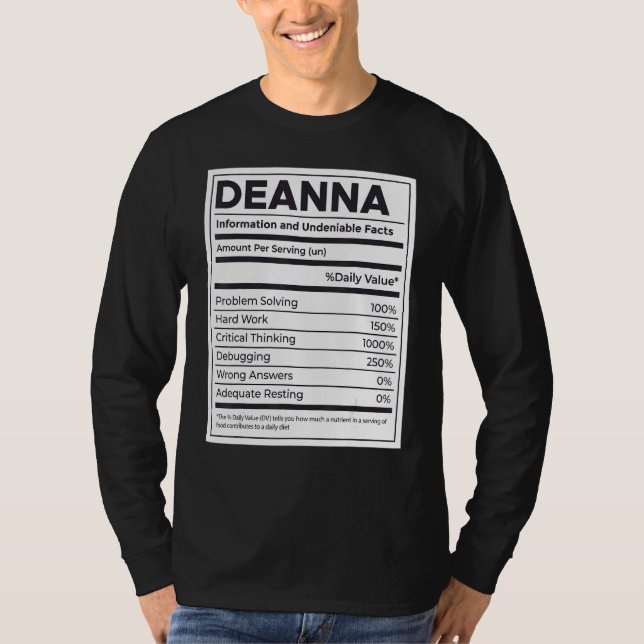 Deanna Nutrition Information Problem lösen T-Shirt (Vorderseite)