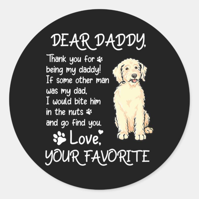 Dear Daddy Goldendoodle Dog Dad Father's Day  Runder Aufkleber (Vorderseite)