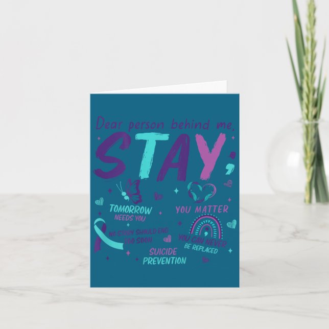 Dear Person Behind Me You Suicide Awareness  Karte (Vorderseite)