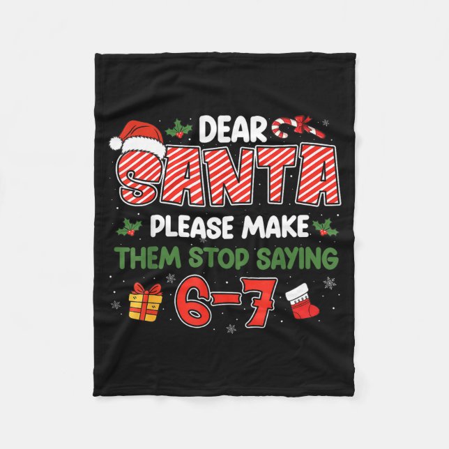 Dear Santa 67 Funny Christmas Six Seven 6-7 Men Wo Fleecedecke (Vorderseite)