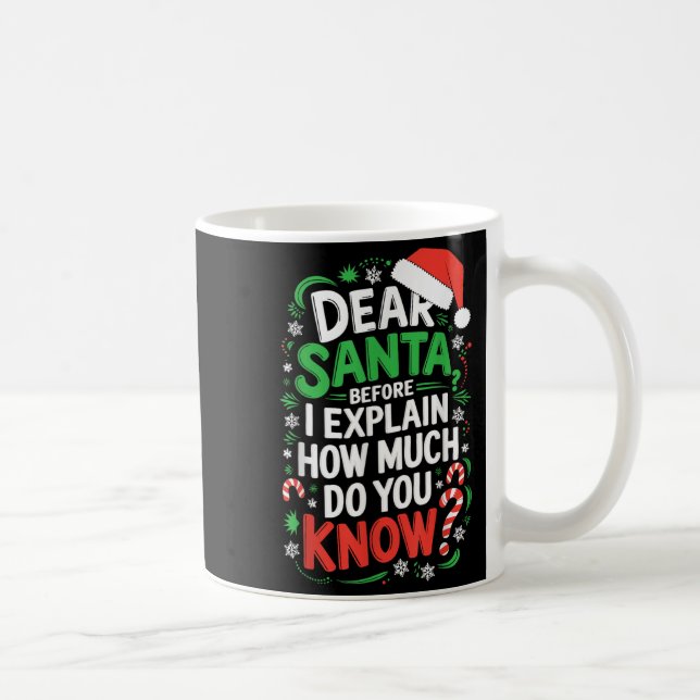 Dear Santa Before I Explain How Much Do You Know S Kaffeetasse (Rechts)