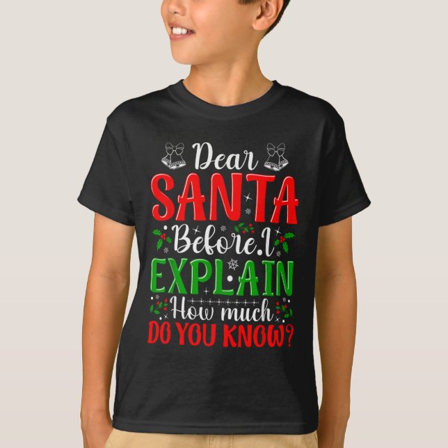 Dear Santa Before I Explain How Much Do You Know X T-Shirt (Vorderseite)