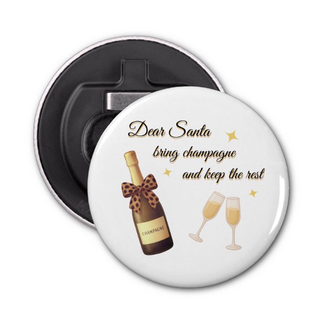 Dear Santa Champagne Design Flaschenöffner (Vorderseite)