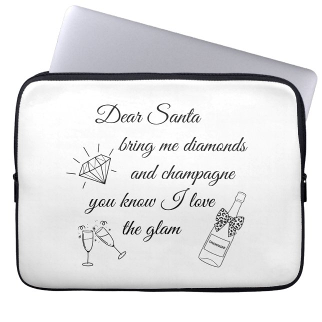 Dear Santa Champagne & Diamonds Line Art Design Laptopschutzhülle (Vorderseite)