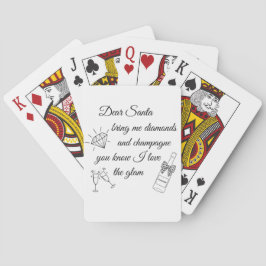 Dear Santa Champagne & Diamonds Line Art Design Spielkarten