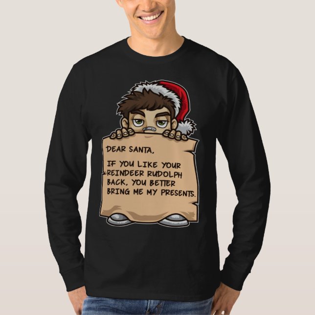 Dear Santa  Christmas Elf Xmas Holiday Humor T-Shirt (Vorderseite)
