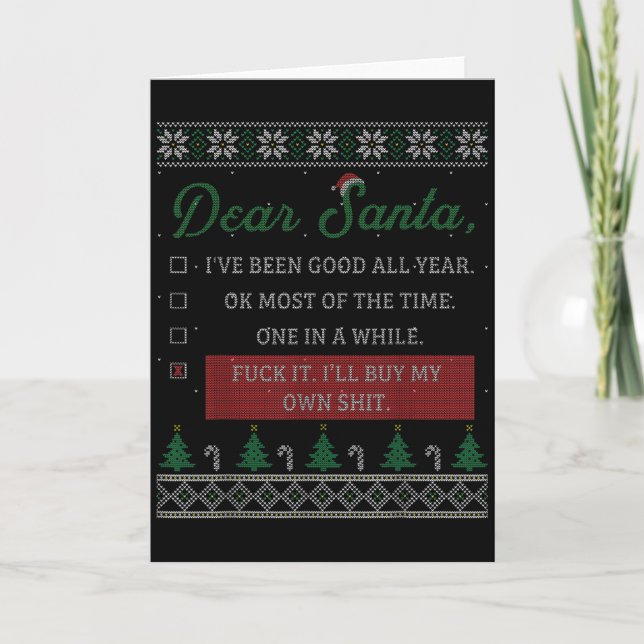 Dear Santa Funny Christmas Quote Sayings Gift  Karte (Vorderseite)