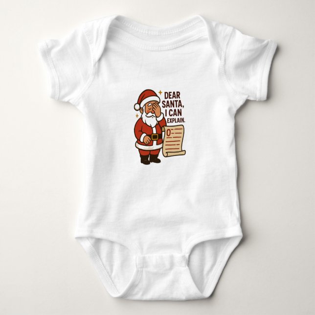 Dear Santa, I Can Explain Baby Bodysuit Baby Strampler (Vorderseite)