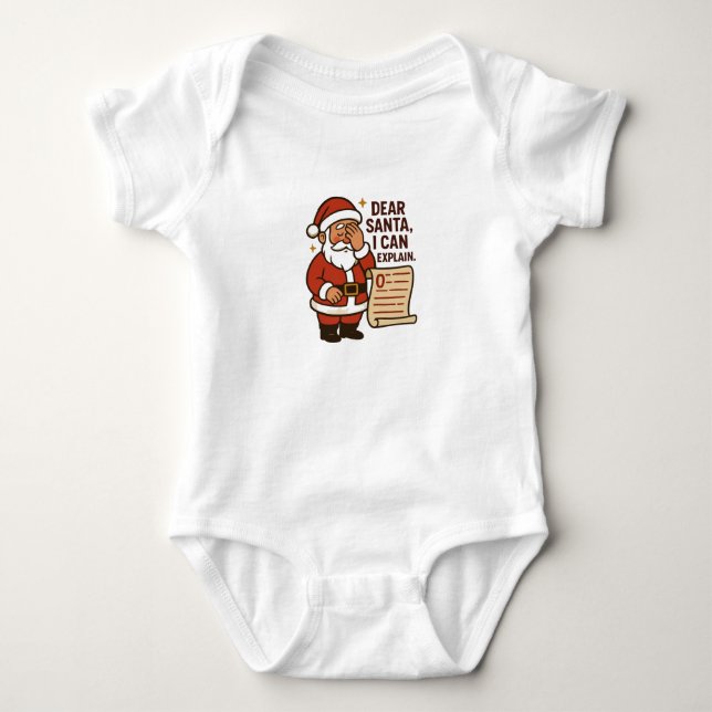 Dear Santa, I Can Explain Baby Bodysuit Strampler (Vorderseite)