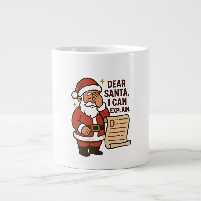 Dear Santa, I Can Explain Funny Mug Jumbo-Tasse (Vorderseite)