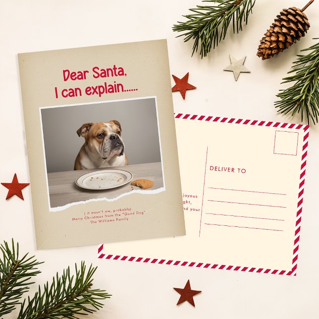 Dear Santa I Can Explain Pet Dog Photo Christmas Postkarte (Von Creator hochgeladen)