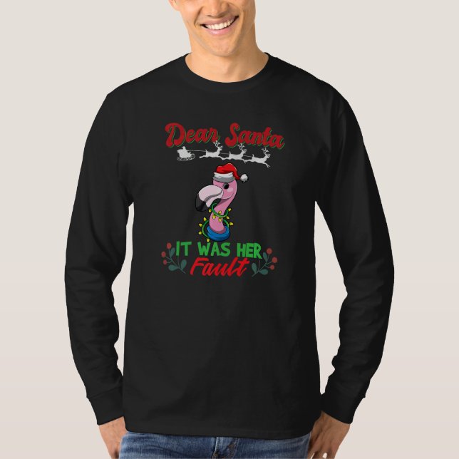 Dear Santa It Was Her Fault Siblings Matching Xmas T-Shirt (Vorderseite)