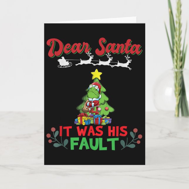 Dear Santa It Was His Fault Siblings Matching Xmas Karte (Vorderseite)