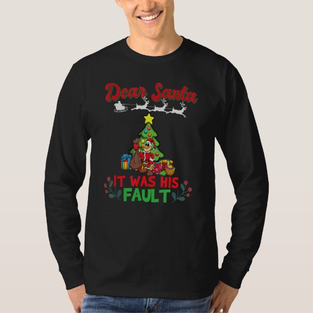 Dear Santa It Was His Fault Siblings Matching Xmas T-Shirt (Vorderseite)