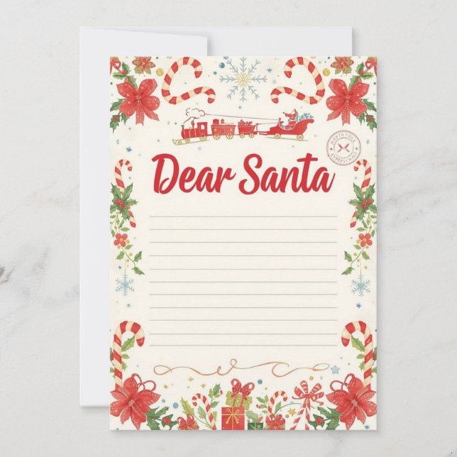 Dear Santa Letter Template | Kids Christmas Einladung (Vorderseite)