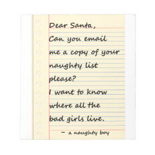 DEAR SANTA LETTER von einem frechen Jungen Notizblock