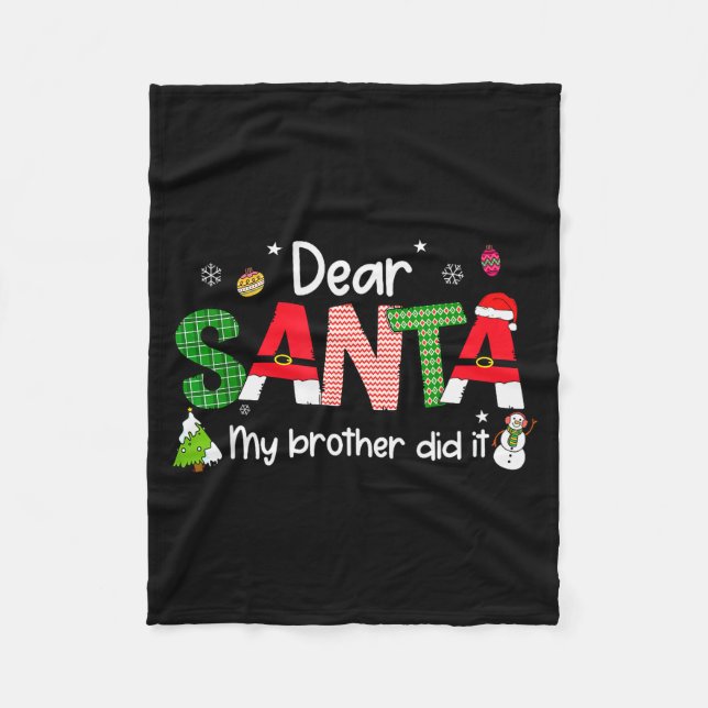 Dear Santa My Brother Did It Christmas Pjs Family  Fleecedecke (Vorderseite)