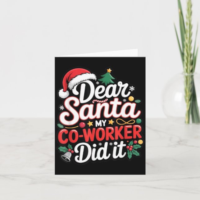 Dear Santa My Co-worker Did It Funny Christmas Cow Karte (Vorderseite)