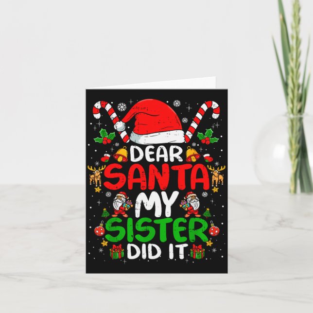 Dear Santa My Sister Did It Funny Christmas Boys G Karte (Vorderseite)