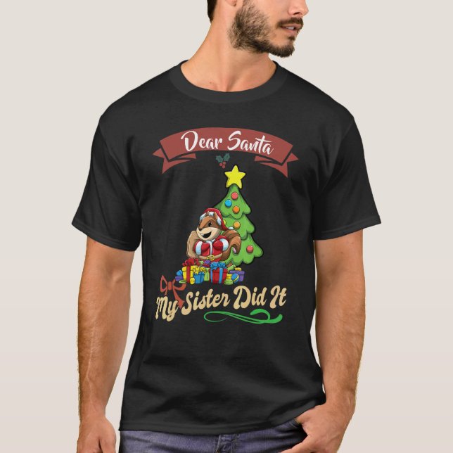Dear Santa My Sister Did It Siblings Christmas_23 T-Shirt (Vorderseite)
