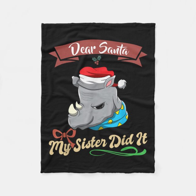 Dear Santa My Sister Did It Siblings Christmas  Fleecedecke (Vorderseite)
