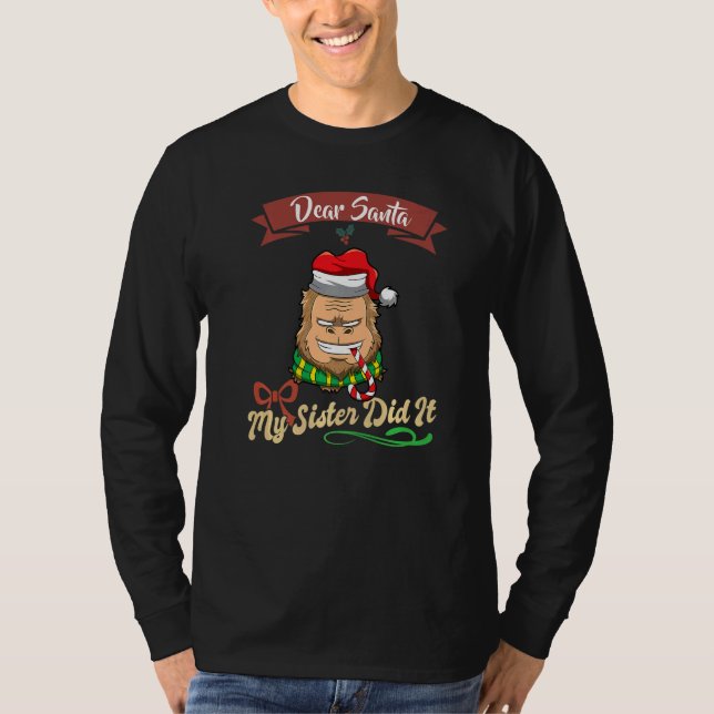 Dear Santa My Sister Did It Siblings Christmas Pre T-Shirt (Vorderseite)
