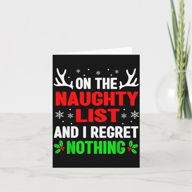 Dear Santa On Naughty List Funny Christmas Mens Wo Karte (Vorderseite)