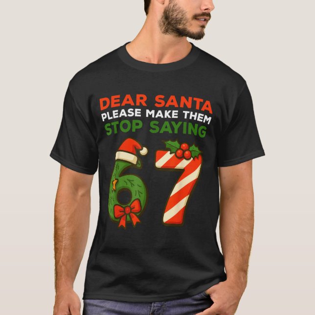 Dear Santa Please Make Them Stop Saying 67 Funny C T-Shirt (Vorderseite)