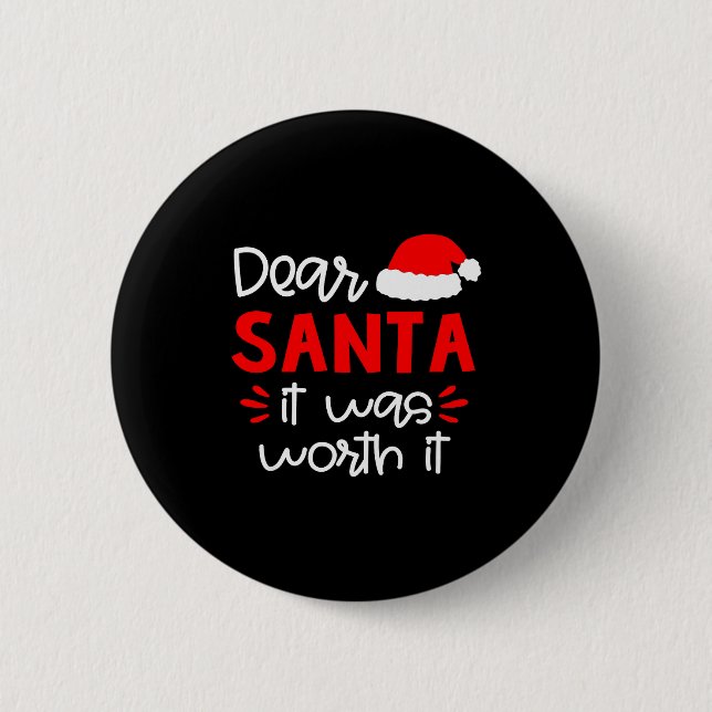 Dear Santa Shirt Funny Matching Family Christmas P Button (Vorderseite)