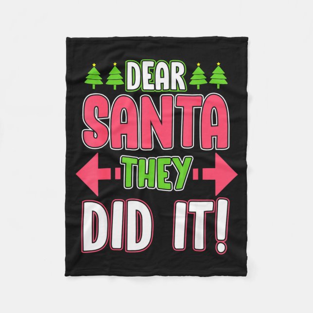 Dear Santa They Did It Funny Family Christmas Holi Fleecedecke (Vorderseite)