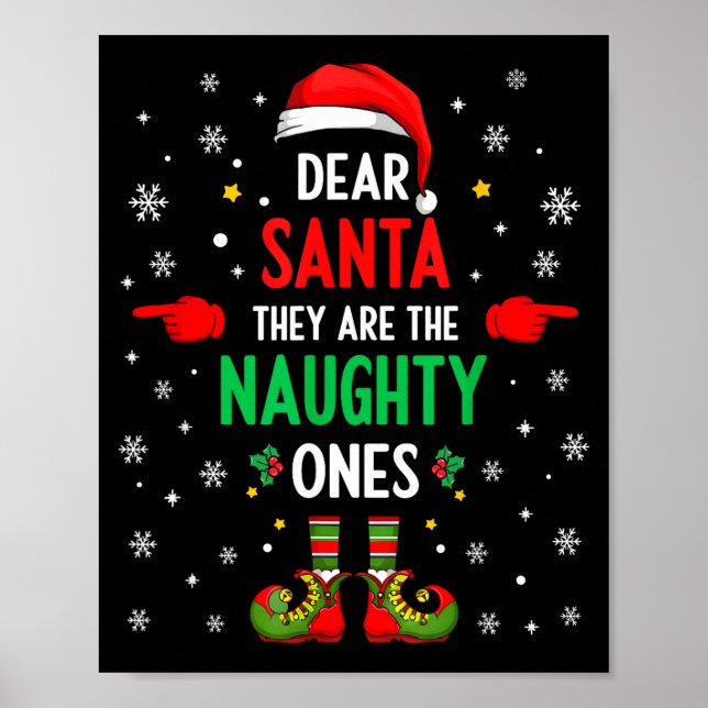 Dear Santa They Naughty Ones Christmas Xmas Men Wo Poster (Vorne)