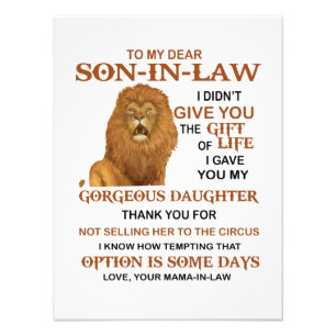 Dear Son-in-Law I Gave You My Gorgeous Daughter Fotodruck