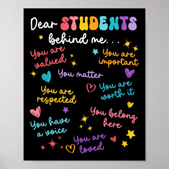 Dear Student Behind Me Back To School Teacher Appr Poster (Vorne)