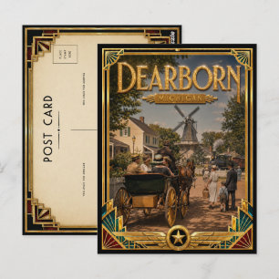 Dearborn Michigan Vintage Art Deco Golden Age Postkarte