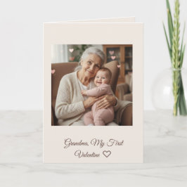 Dearest Grandma Pink Hearts First Valentine Folded Karte