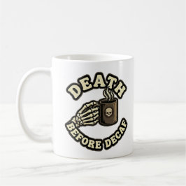 Death Before Decaf | Funny Retro Skull & Coffee  Kaffeetasse