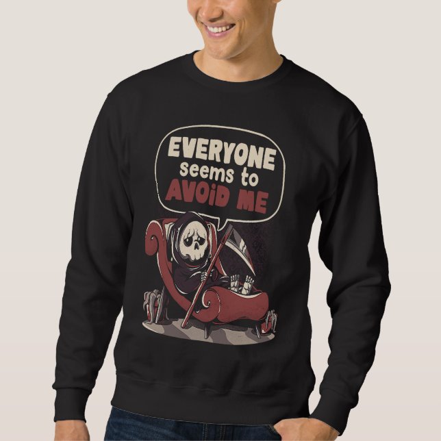 Death Issues Funny Halloween Skull Grim Reaper Ske Sweatshirt (Vorderseite)