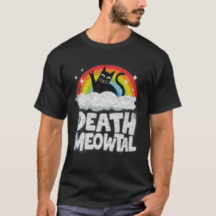 Death Meowtal Cat Rainbow Retro Kids Goth Funny De T-Shirt