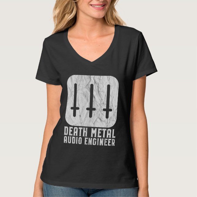 Death Metal Audio Engineer Inverted Crosses Sound  T-Shirt (Vorderseite)