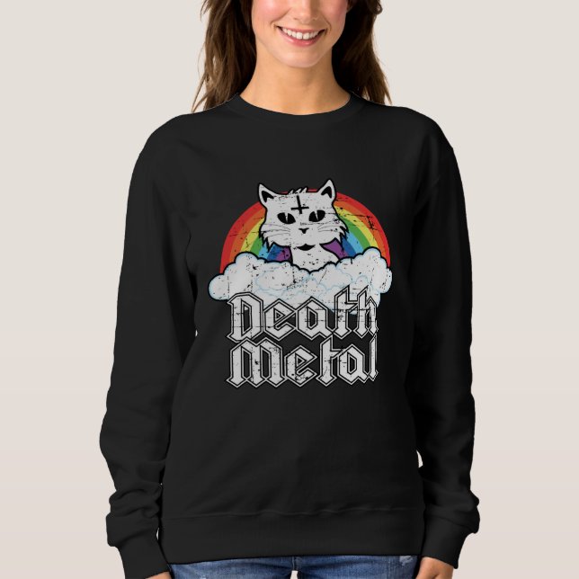 Death Metal Cat Soft Goth Grunge Aesthetic Cat Kit Sweatshirt (Vorderseite)