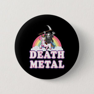 Death Metal Funny Rainbow Grim Sensenmann Unicorn Button