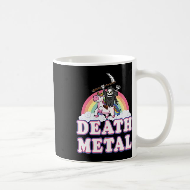 Death Metal Funny Rainbow Grim Sensenmann Unicorn  Kaffeetasse (Rechts)