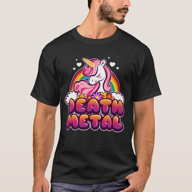 Death Metal Funny Rainbow und Einhorn Geschenk T-Shirt (Vorderseite)