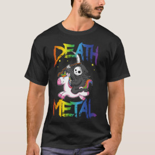 Death Metal Grim Sensenmann Rides Unicorn Hallowee T-Shirt