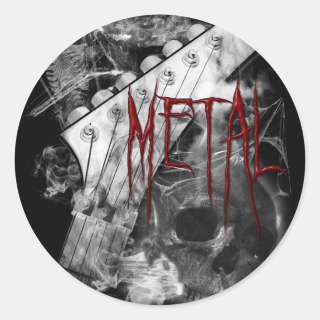 Death Metal Guitar Runder Aufkleber (Vorderseite)
