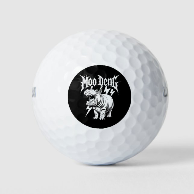 Death Metal Niedlich Baby Hippo Moo Deng Hippopota Golfball (Vorderseite)