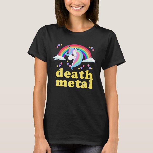 DEATH METAL Rainbow Unicorn  Sarcastic Metalhead Q T-Shirt (Vorderseite)